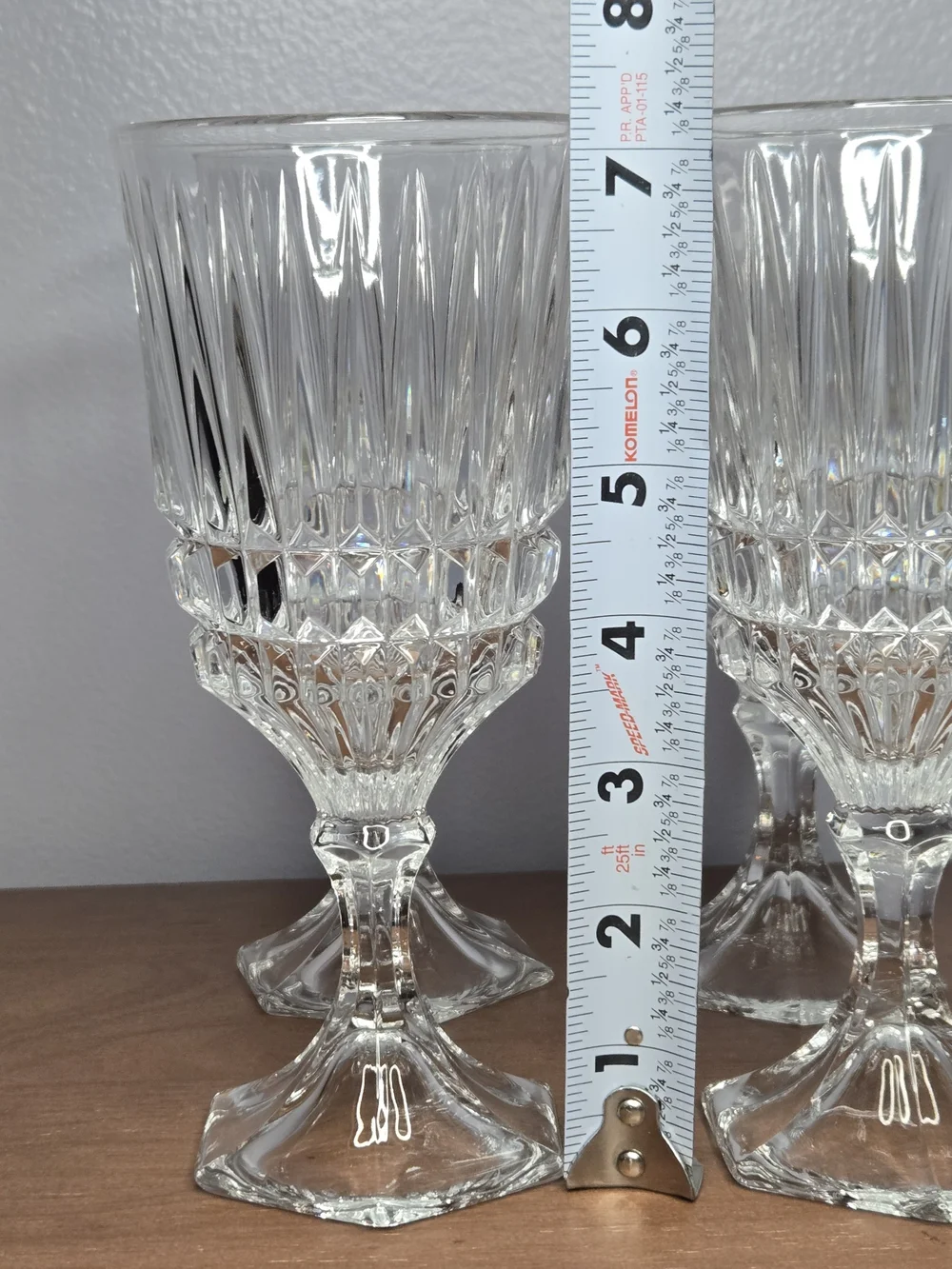 Set of 4 Vintage Fostoria Heritage Clear Crystal Wine Goblets Glasses